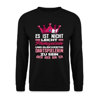 Prinzessin Dart Dartspielerin Geschenkidee - Unisex Pullover - Schwarz - Vorne - Alina (178cm) & Michal (187cm)
