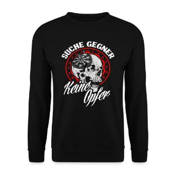 Suche Gegner Keine Opfer Dart Dartspieler - Unisex Pullover - Schwarz - Vorne - Alina (178cm) & Michal (187cm)