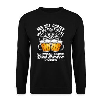 Dart Dartspieler Bier - Unisex Pullover - Schwarz - Vorne - Alina (178cm) & Michal (187cm)