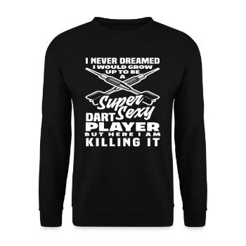 Sexy Dart Dartspieler - Unisex Pullover - Schwarz - Vorne - Alina (178cm) & Michal (187cm)