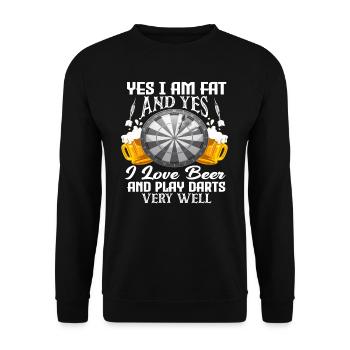 Dicker Dartspieler Dartsport - Unisex Pullover - Schwarz - Vorne - Alina (178cm) & Michal (187cm)
