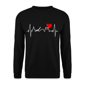 Oslo Skyline Herzschlag Norwegen Liebe I Love Oslo - Unisex Pullover - Schwarz - Vorne - Alina (178cm) & Michal (187cm)