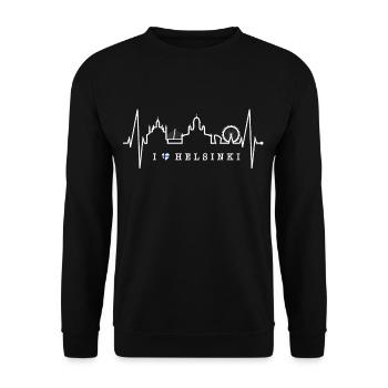 Helsinki Skyline Herzschlag Finnisch Love Finnland - Unisex Pullover - Schwarz - Vorne - Alina (178cm) & Michal (187cm)