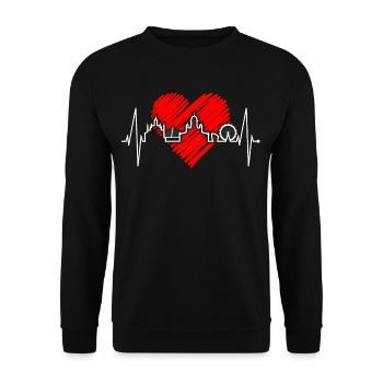 Helsinki Skyline Herzschlag Finnisch Love Finnland - Unisex Pullover - Schwarz - Vorne - Alina (178cm) & Michal (187cm)