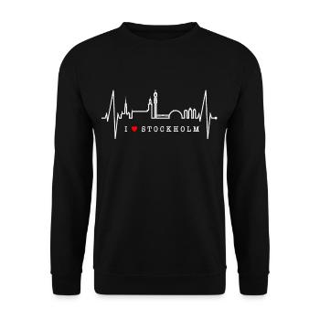 Stockholm Skyline Herzschlag Herz I Love Schweden - Unisex Pullover - Schwarz - Vorne - Alina (178cm) & Michal (187cm)