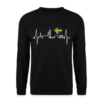 Stockholm Skyline Heartbeat Heart I Love Suède - Sweat-shirt Unisexe - noir - Devant - Alina (178cm) & Michal (187cm)