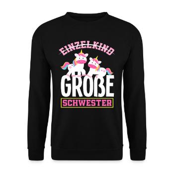 Kein Einzelkind Ich werde große Schwester - Unisex Pullover - Schwarz - Vorne - Alina (178cm) & Michal (187cm)
