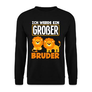 Ich Werde Großer Bruder Löwen Tier Löwe - Unisex Pullover - Schwarz - Vorne - Alina (178cm) & Michal (187cm)