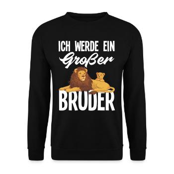 Der Große Bruder Löwen Geschenk Sohn - Unisex Pullover - Schwarz - Vorne - Alina (178cm) & Michal (187cm)