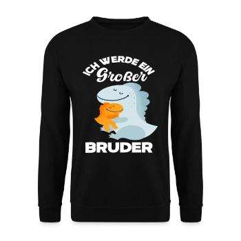 Ich Werde Großer Bruder Dinosaurier Geschenkidee - Unisex Pullover - Schwarz - Vorne - Alina (178cm) & Michal (187cm)