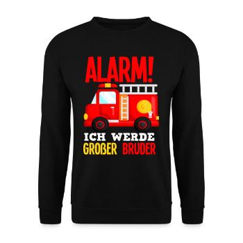 Alarm Ich Werde Großer Bruder Feuerwehr Sohn - Unisex Pullover - Schwarz - Vorne - Alina (178cm) & Michal (187cm)