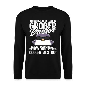 Ich Werde Großer Bruder Pinguin Jungs Sohn - Unisex Pullover - Schwarz - Vorne - Alina (178cm) & Michal (187cm)
