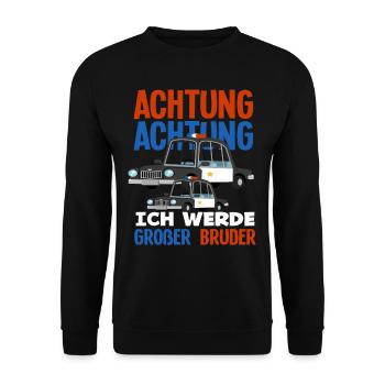 Ich Werde Großer Bruder Polizei Sohn Schwanger - Unisex Pullover - Schwarz - Vorne - Alina (178cm) & Michal (187cm)