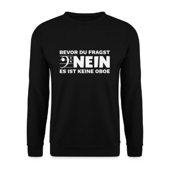 Fagott Spruch Keine Oboe - Unisex Pullover - Schwarz - Vorne - Alina (178cm) & Michal (187cm)