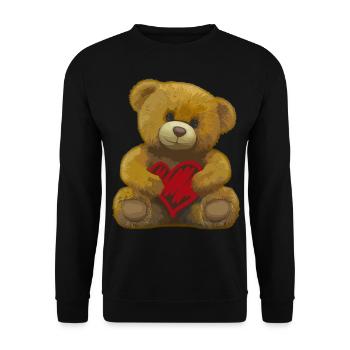 Teddy Bear Cute Love Explanation I Love You Gift - Unisex Sweatshirt - black - Front - Alina (178cm) & Michal (187cm)