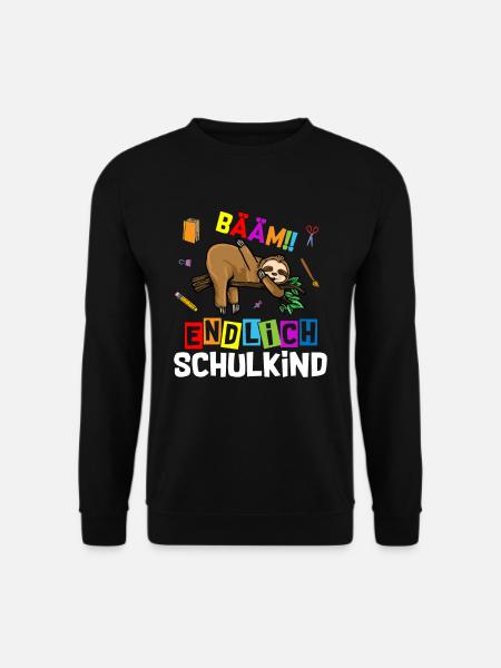 Bääm Finally Schoolchild Sloth - Unisex Sweatshirt - black