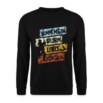 Nimm Mein Wurm Und Schluck - Unisex Pullover - Schwarz - Vorne - Alina (178cm) & Michal (187cm)