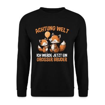 Großer Bruder Fuchs - Unisex Pullover - Schwarz - Vorne - Alina (178cm) & Michal (187cm)