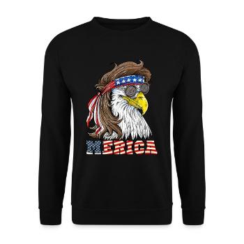 Eagle Merica 4th Of July USA - Unisex Sweatshirt - black - Front - Alina (178cm) & Michal (187cm)
