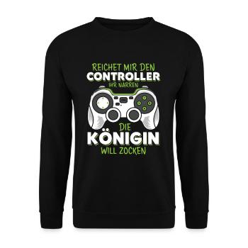 Tends-moi la manette, tu es un imbécile de la reine du pari - Sweat-shirt Unisexe - noir - Devant - Alina (178cm) & Michal (187cm)