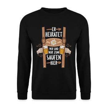Il va se marier, on est juste là pour boire, pantalon en cuir - Sweat-shirt Unisexe - noir - Devant - Alina (178cm) & Michal (187cm)