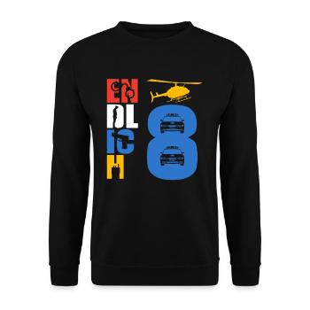 Endlich 8 Polizei - Unisex Pullover - Schwarz - Vorne - Alina (178cm) & Michal (187cm)