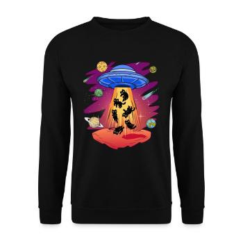 Cats of UFO Kidnapped Alien Saucer - Unisex Sweatshirt - black - Front - Alina (178cm) & Michal (187cm)