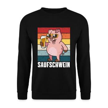 Biertrinker Schwein Saufschwein Bier Party - Unisex Pullover - Schwarz - Vorne - Alina (178cm) & Michal (187cm)