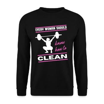 Femme Propre Drôle Haltérophilie Gym - Sweat-shirt Unisexe - noir - Devant - Alina (178cm) & Michal (187cm)