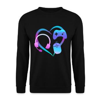 Gaming Liebhaber Controller PC RGB Gamer - Unisex Pullover - Schwarz - Vorne - Alina (178cm) & Michal (187cm)