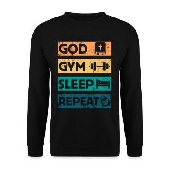 God Gym Sleep - Christian Faith Bible Workout - Unisex Sweatshirt - black - Front - Alina (178cm) & Michal (187cm)