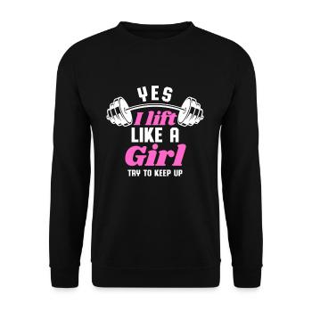 Je soulève comme une fille Haltérophilie Gym pour femmes - Sweat-shirt Unisexe - noir - Devant - Alina (178cm) & Michal (187cm)