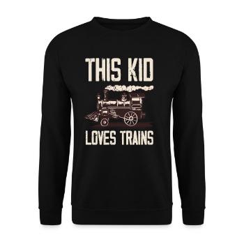 Dieses Kind Liebt Züge Zug Lokomotive - Unisex Pullover - Schwarz - Vorne - Alina (178cm) & Michal (187cm)