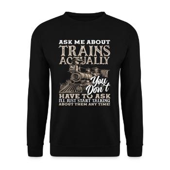 Trains Locomotives Train Driver Hobby Gift - Unisex Sweatshirt - black - Front - Alina (178cm) & Michal (187cm)
