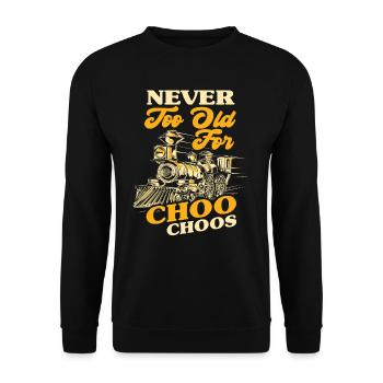 Old Man Never Too Old To Play Train Trains - Unisex Sweatshirt - black - Front - Alina (178cm) & Michal (187cm)