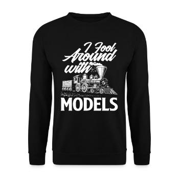 Model Railway Model Making Train Trains - Unisex Sweatshirt - black - Front - Alina (178cm) & Michal (187cm)