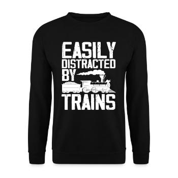 Hobby Railwayman Young Man Train Trains - Unisex Sweatshirt - black - Front - Alina (178cm) & Michal (187cm)