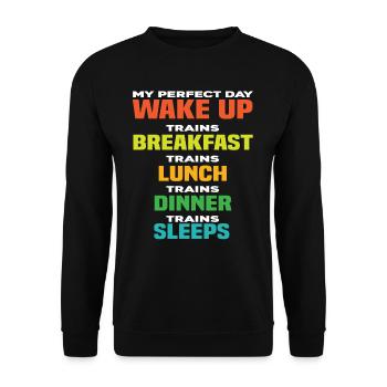 Perfekter Tag Züge Zug Eisenbahn - Unisex Pullover - Schwarz - Vorne - Alina (178cm) & Michal (187cm)
