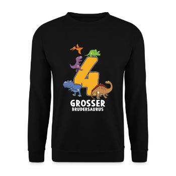 4 ans d’anniversaire Brudersaurus Dino - Sweat-shirt Unisexe - noir - Devant - Alina (178cm) & Michal (187cm)