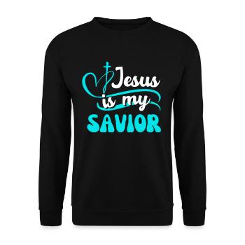 Jesus Ist Mein Erlöser - Bibel Christlicher Glaube - Unisex Pullover - Schwarz - Vorne - Alina (178cm) & Michal (187cm)