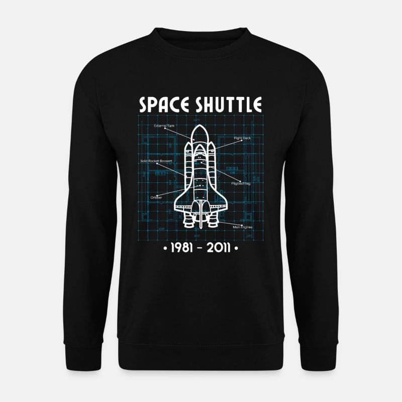 Space Shuttle Rakete Blaupause Weltall Astronaut - Unisex Pullover - Schwarz