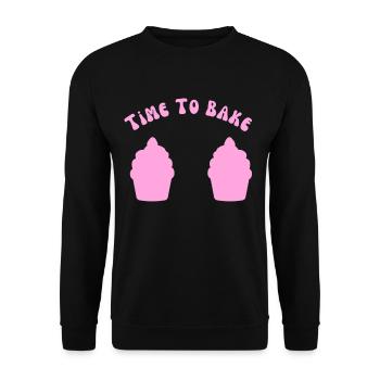 "Time To Bake" Funny Cupcakes Baker Dessert - Unisex Sweatshirt - black - Front - Alina (178cm) & Michal (187cm)