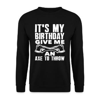 Lancer de hache, jet de hache, cadeau d’anniversaire - Sweat-shirt Unisexe - noir - Devant - Alina (178cm) & Michal (187cm)