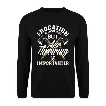 Axtwurf Axt Werfen Bildung Lustiger Spruch - Unisex Pullover - Schwarz - Vorne - Alina (178cm) & Michal (187cm)