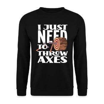 Ich Muss Nur Äxte Werfen - Unisex Pullover - Schwarz - Vorne - Alina (178cm) & Michal (187cm)