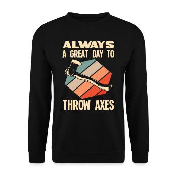 Retro Axe Throw Axe Throwing - Unisex Sweatshirt - black - Front - Alina (178cm) & Michal (187cm)
