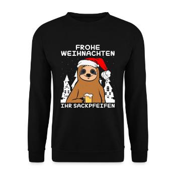 Frohe Weihnachten Ihr Sackpfeifen - Unisex Pullover - Schwarz - Vorne - Alina (178cm) & Michal (187cm)