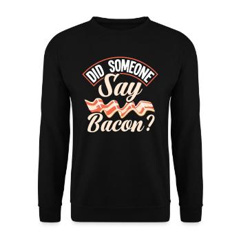 Speck Bacon Jemand Bacon Gesagt - Unisex Pullover - Schwarz - Vorne - Alina (178cm) & Michal (187cm)