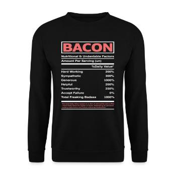Bacon Bacon Valeur nutritive - Sweat-shirt Unisexe - noir - Devant - Alina (178cm) & Michal (187cm)