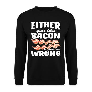 Bacon Bacon Love Funny Saying - Unisex Sweatshirt - black - Front - Alina (178cm) & Michal (187cm)